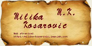 Milika Košarović vizit kartica